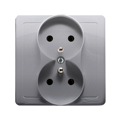 BASIC gniazdo podwójne z uziemieniem 2x(2P+Z), zaciski śrubowe, stal inox [10] [monoblok, kompletne]