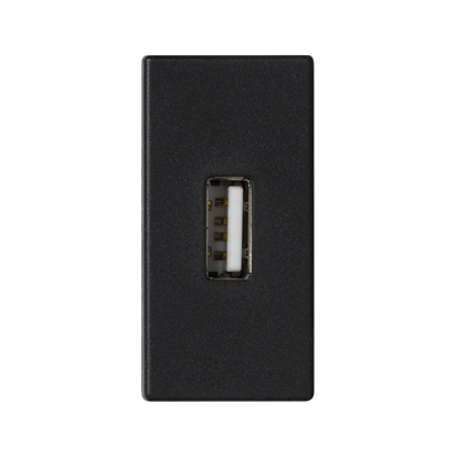 Płytka K45/2 złącza USB typ A żeńskie 22,5x45mm + gniazdo; zaciski śrubowe; szary grafit