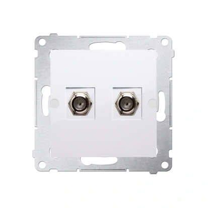 SIMON 54 Gniazdo antenowe typu „F” podwójne, biały [10]