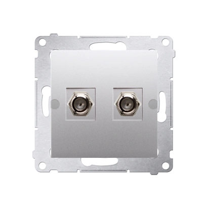 Simon 54 gniazdo antenowe typu „F” podwójne, srebrny mat [10]