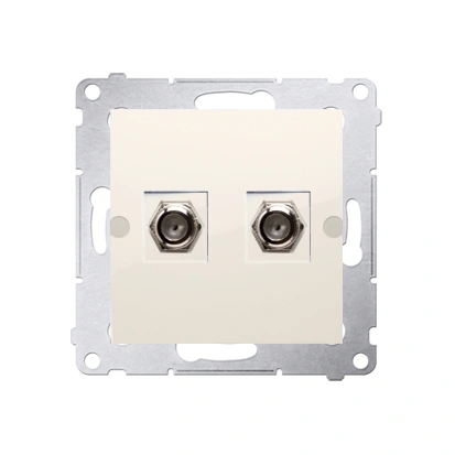 SIMON 54 Gniazdo antenowe typu „F” podwójne, kremowy [10]