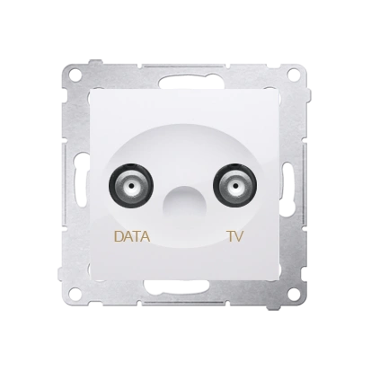Simon 54 gniazdo antenowe TV-DATA tłum.:5dB (dwa porty wyjściowe typu „F”), biały [10]