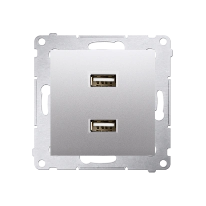 Simon 54 Ładowarka USB podwójna 2.1 A, 5V DC, 230V, srebrny mat [10]