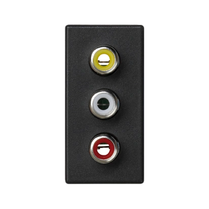 Płytka K45/2 złącz 3x RCA (CINCH) 22,5x45mm + wkłady; zaciski śrubowe; szary grafit