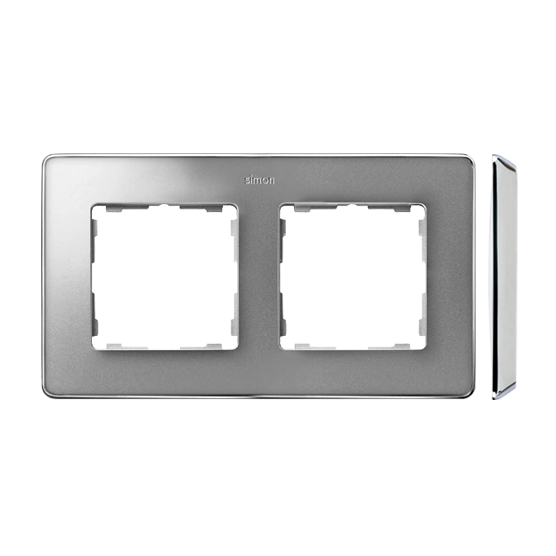 SIMON 82 Detail SELECT-metal ramka 2-krotna, aluminium/podstawa chrom [5]