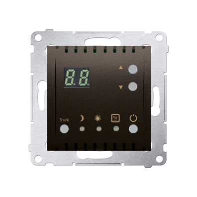 Simon 54 Regulator temperatury z wyświetlaczem z czujnikiem wewnętrznym, brąz mat [10]