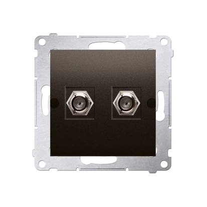 Simon 54 gniazdo antenowe typu „F” podwójne, brąz mat [10]