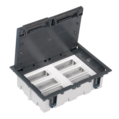 puszka podłogowa SF prostokątna 12×K45 6×S500 93mm÷128mm szary