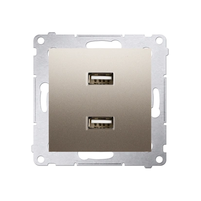 Simon 54 Ładowarka USB podwójna 2.1 A, 5V DC, 230V, złoty mat [10]