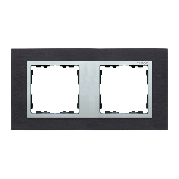 SIMON 82 NATURE-metal ramka 2-krotna, inox czarny/pierścień aluminium mat [1]