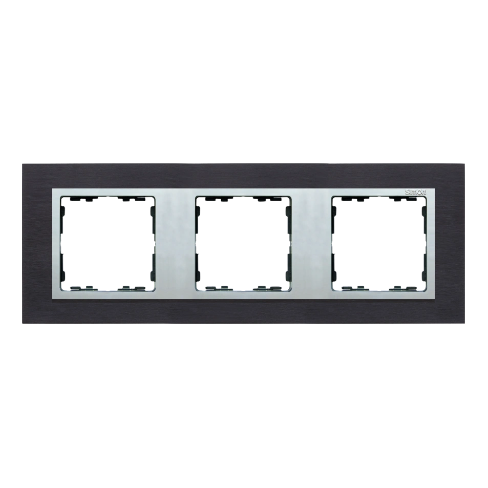 SIMON 82 NATURE-metal ramka 3-krotna, inox czarny/pierścień aluminium mat [1]