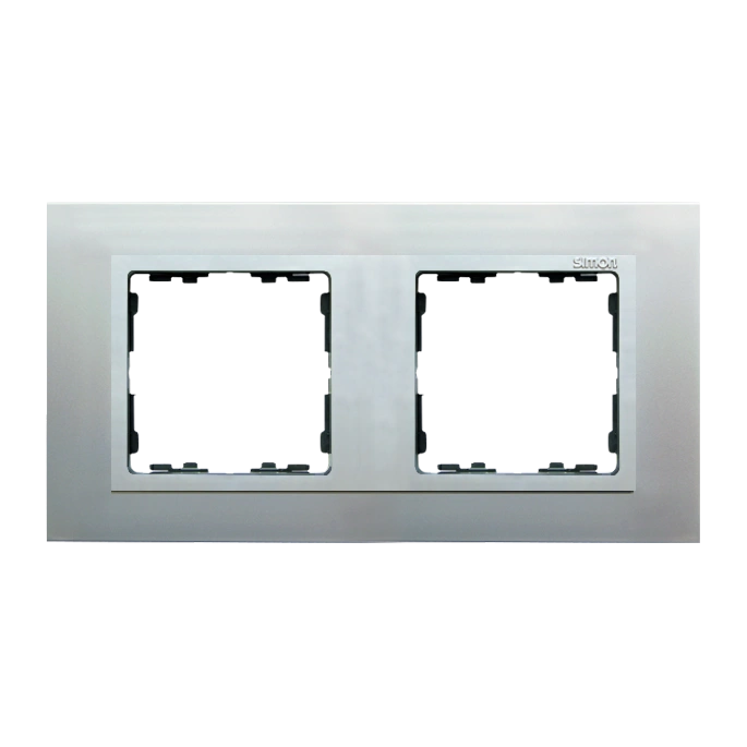 SIMON 82 NATURE-metal ramka 2-krotna, aluminium/pierścień aluminium mat [1]
