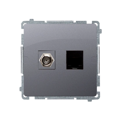 BASIC MODUŁ gniazdo antenowe typu „F” + komputerowe RJ45 kat.6, stal inox [10]