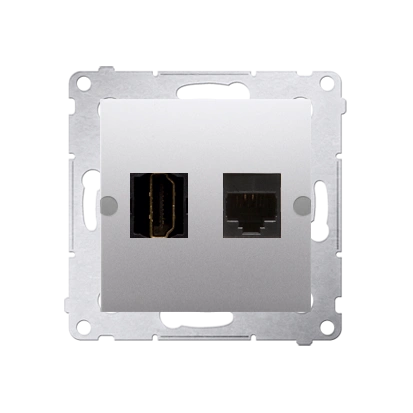 Simon 54 gniazdo HDMI + komputerowe RJ45 kat.6, srebrny mat [10]