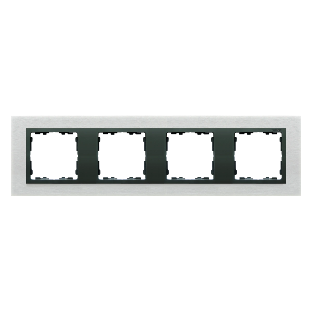 SIMON 82 NATURE-metal ramka 4-krotna, inox mat/pierścień grafit [1]