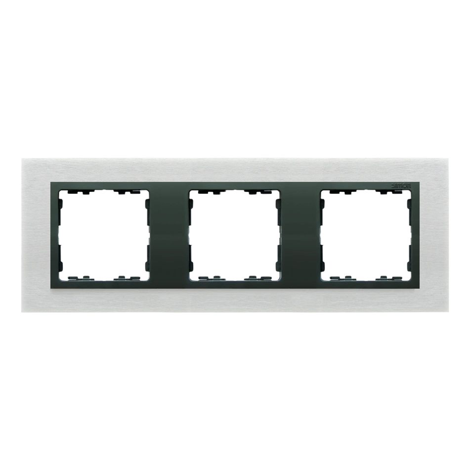 SIMON 82 NATURE-metal ramka 3-krotna, inox mat/pierścień grafit [1]