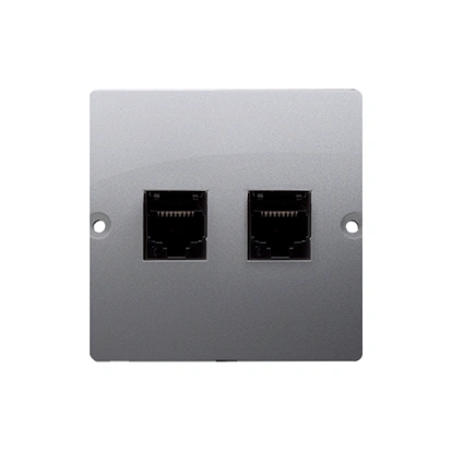 BASIC MODUŁ Gniazdo komputerowe podwójne RJ45 kat. 5e, stal inox [10] *montaż do puszki na wkręty [bez łapek]