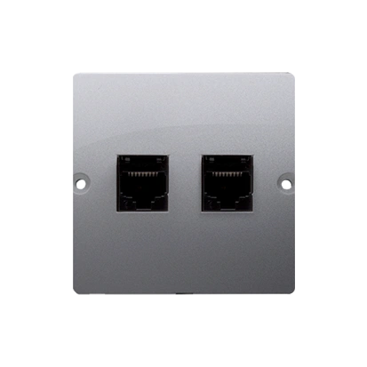BASIC MODUŁ gniazdo komputerowe podwójne RJ45 kat. 5e, stal inox [10] *montaż do puszki na wkręty [bez łapek]