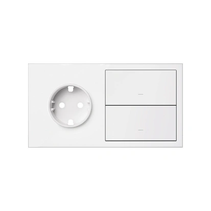 SIMON 100 Panel 2-krotny: gniazdo z uziemieniem typu SCHUKO + 2 klawisze, biały mat [1]