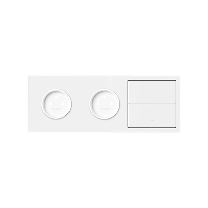 SIMON 100 Panel 3-krotny: 2 gniazda z uziemieniem 2P+Z + 2 klawisze, biały mat [1]