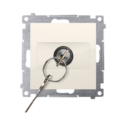 SIMON 54 Łącznik na kluczyk roletowy chwilowy-przycisk 3-pozycyjny [I-0-II][dwa styki N/O] 5A, kremowy [10] *możliwość wyjęcia klucza tylko w pozycji 0