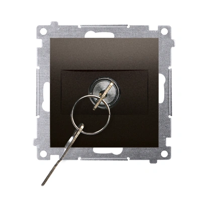 SIMON 54 Łącznik na kluczyk roletowy chwilowy-przycisk 3-pozycyjny [I-0-II][dwa styki N/O] 5A, brąz mat [10] *możliwość wyjęcia klucza tylko w pozycji 0