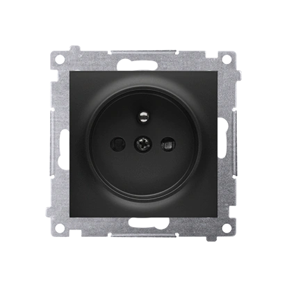 Simon 54 gniazdo pojedyncze z uziemieniem 2P+Z z przesłonami torów prądowych, zaciski śrubowe, czarny [10]