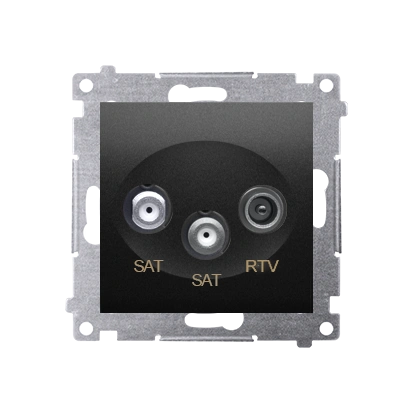 Simon 54 gniazdo antenowe SAT-SAT-RTV podwójne tłum.:1dB, czarny [10]