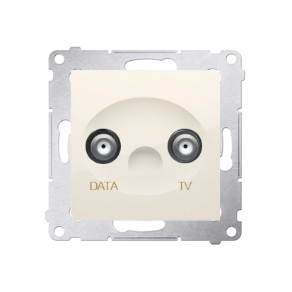 Simon 54 gniazdo antenowe TV-DATA tłum.:5dB (dwa porty wyjściowe typu „F”), kremowy [10]