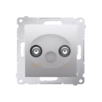 Simon 54 gniazdo antenowe TV-DATA tłum.:5dB (dwa porty wyjściowe typu „F”), srebrny mat [10]