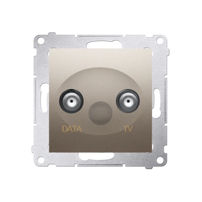 Simon 54 gniazdo antenowe TV-DATA tłum.:5dB (dwa porty wyjściowe typu „F”), złoty mat [10]