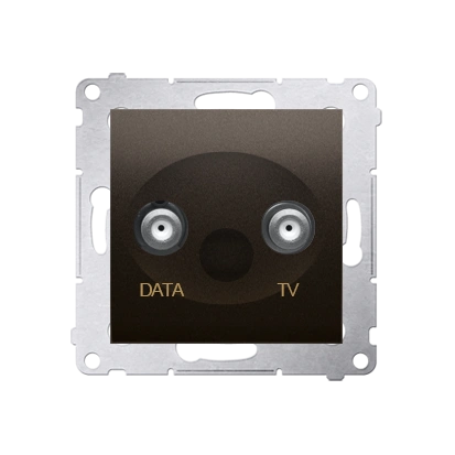 Simon 54 gniazdo antenowe TV-DATA tłum.:5dB (dwa porty wyjściowe typu „F”), brąz mat [10]