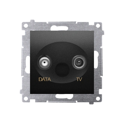 Simon 54 gniazdo antenowe TV-DATA tłum.:5dB (dwa porty wyjściowe typu „F”), czarny [10]