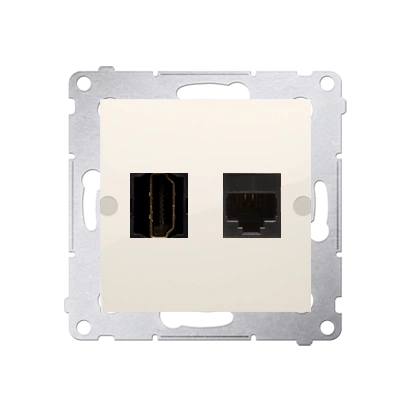 Simon 54 gniazdo HDMI + komputerowe RJ45 kat.6, kremowy [10]