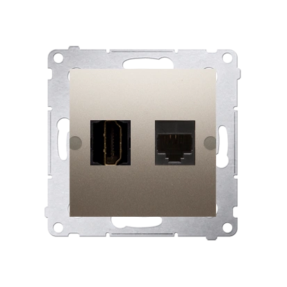 Simon 54 gniazdo HDMI + komputerowe RJ45 kat.6, złoty mat [10]