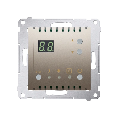 Simon 54 Regulator temperatury z wyświetlaczem z czujnikiem wewnętrznym, złoty mat [10]