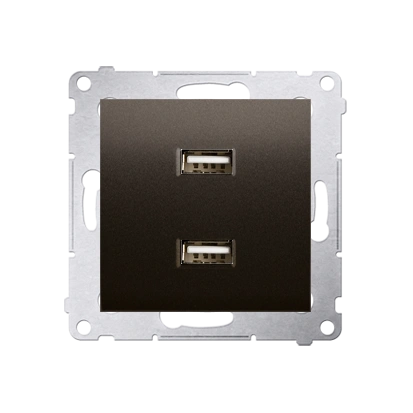Simon 54 Ładowarka USB podwójna 2.1 A, 5V DC, 230V, brąz mat [10]