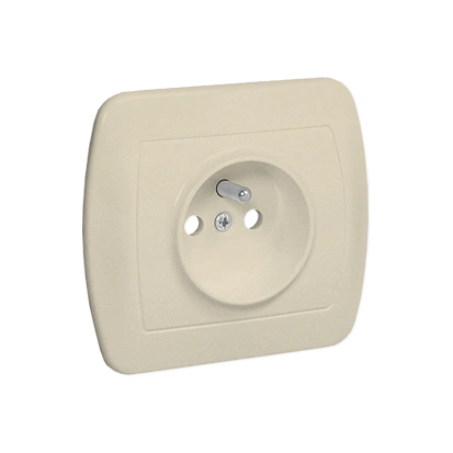 AKORD gniazdo pojedyncze z uziemieniem 2P+Z z przesłonami torów prądowych, zaciski śrubowe, beżowy [10]