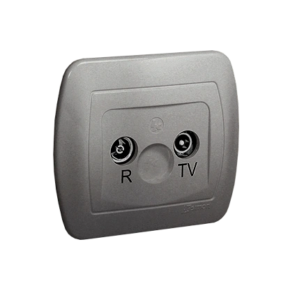 AKORD gniazdo antenowe R-TV przelotowe tłum.10dB, aluminium met. [10]