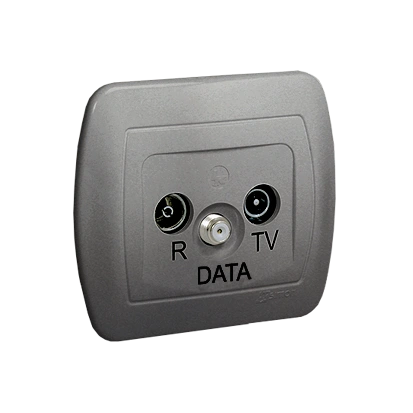 AKORD gniazdo antenowe R-TV-DATA tłum.10dB, aluminium met. [10]