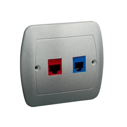 AKORD gniazdo komputerowe 1xRJ45 kat. 5e + telefoniczne 1xRJ12, aluminium met. [14]