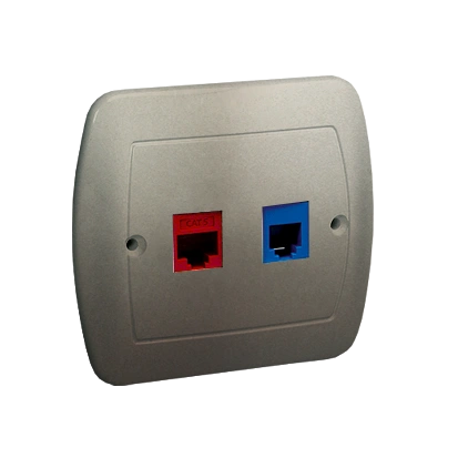 AKORD gniazdo komputerowe 1xRJ45 kat. 5e + telefoniczne 1xRJ12, satynowy [14]