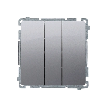 BASIC MODUŁ przycisk potrójny z podświetleniem LED (niebieski) 10AX, szybkozłącza, stal inox [10]