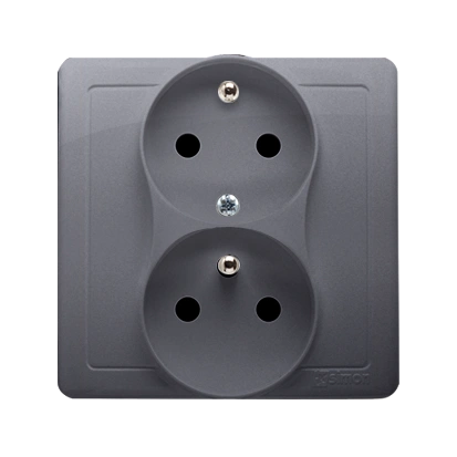 BASIC gniazdo podwójne z uziemieniem 2x(2P+Z) z funkcją niezmienności faz, zaciski śrubowe, stal inox [10] [monoblok, kompletne]