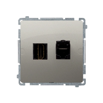 BASIC MODUŁ gniazdo 1xHDMI + komputerowe 1xRJ45 kat.6, satynowy met. [10]