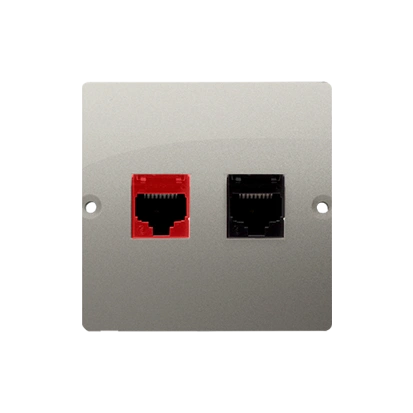 BASIC MODUŁ gniazdo komputerowe 1xRJ45 + telefoniczne 1xRJ12, satynowy met. [10]