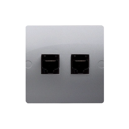 BASIC MODUŁ gniazdo komputerowe RJ45 kat. 5e + tel. RJ11, srebrny mat [10] *montaż do puszki na wkręty [bez łapek]