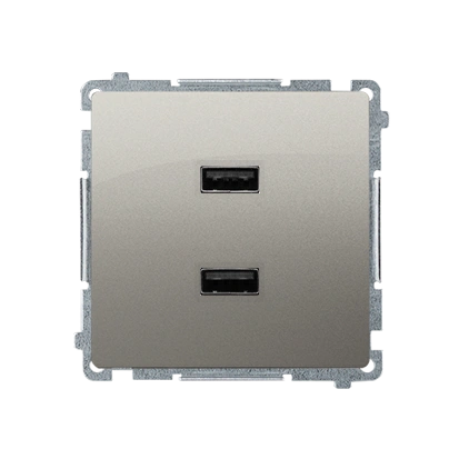 BASIC MODUŁ Ładowarka USB podwójna 2.1 A, 5V DC, 230V, satynowy met. [10]