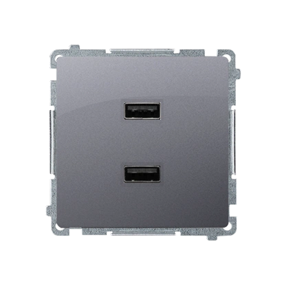 BASIC MODUŁ Ładowarka USB podwójna 2.1 A, 5V DC, 230V, srebrny mat [10]
