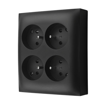 AQUACLICK gniazdo 4-krotne [2x2] natynkowe z uziemieniem 4x(2P+Z), IP20, szybkozłącza, czarny mat [5]